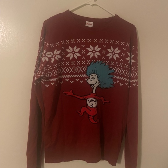 Thing 2 Dr. Seuss Christmas Sweater Large Unisex - Picture 3 of 6
